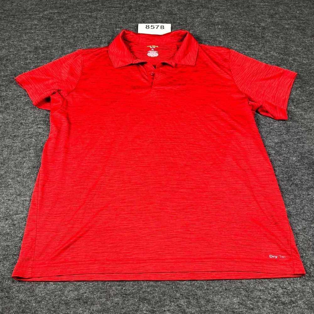 TEK GEAR Dry Tek Polo Shirt Mens‎ XL Red Space Dye Athletic Casual Golf Tennis